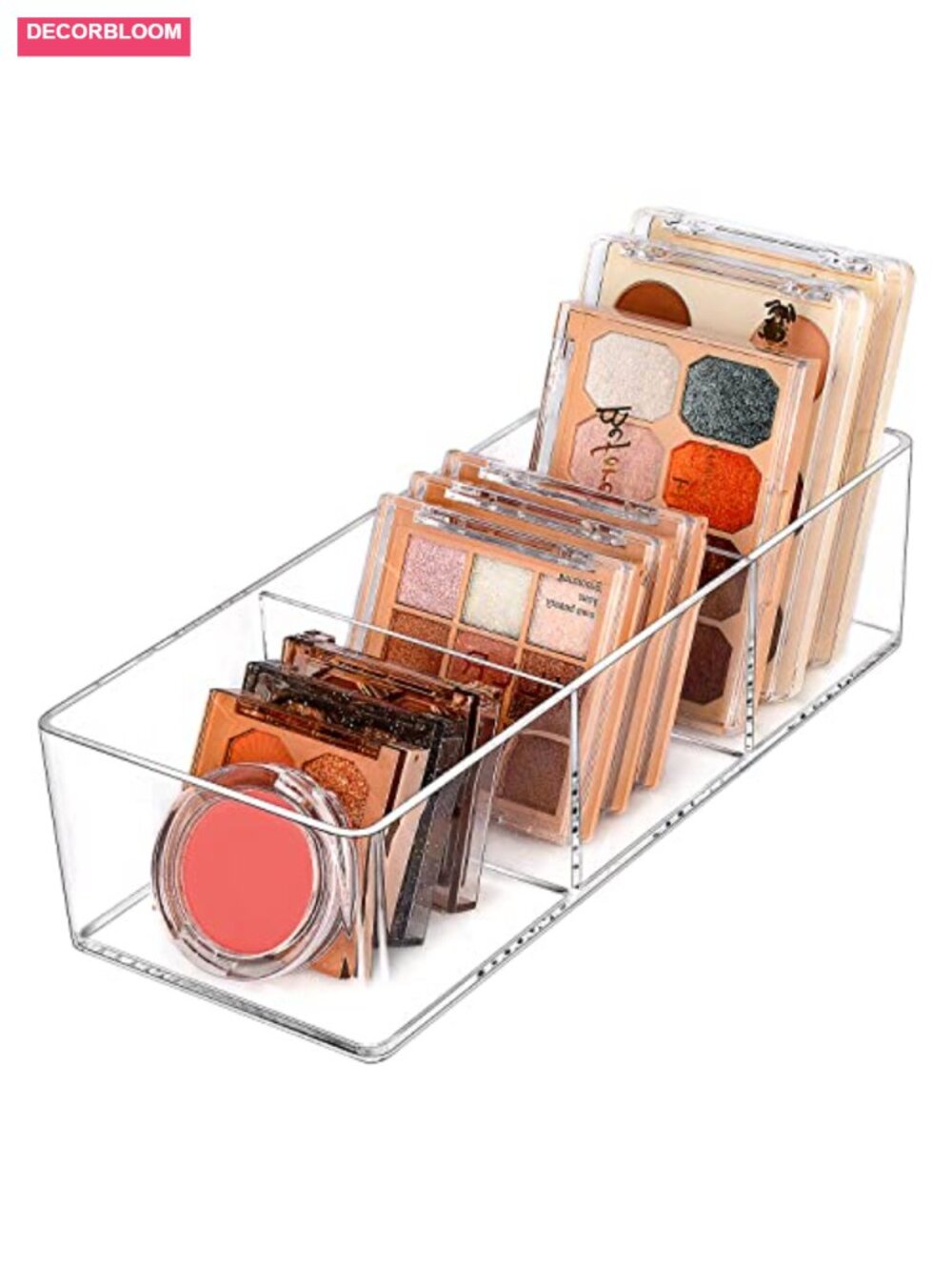 Acrylic 3-Section Cosmetic Organizer for Vanity, Desk, Drawer